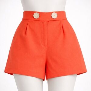 Zara High-Waisted Tailored Shorts - Vibrant Orange Coral - Size Large
